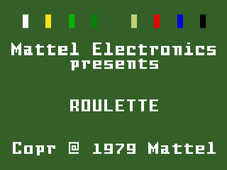Las Vegas Roulette title screen for Intellivision